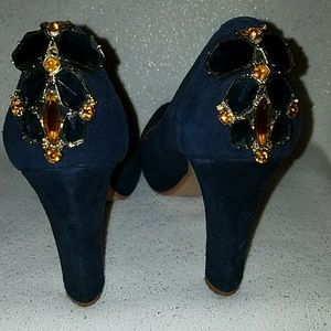 Jeweled Navy Miss Albright Heels